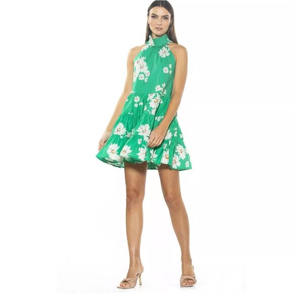 Alexia Admor Molly Dress Green Fit & Flare. Mini Floral Size - Picture 1 of 4
